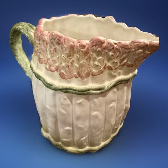Vintage CB Pitcher Asparagus Shaped Italian Majolica Vase Signed 8" Cottagecore - Picture 2 of 13